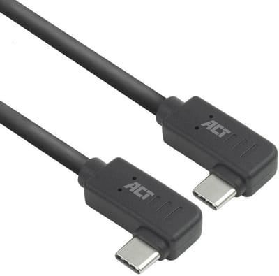 ACT USB 3.0 10Gbps 60W USB Type-C (haaks links/rechts) naar USB Type-C (haaks links/rechts) kabel, 1 meter AC7487