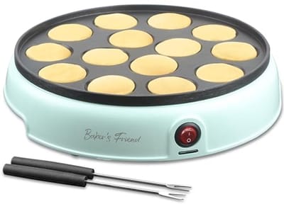 Mini Poffertjespan - Elektrische Pan - Snelle Ontbijtjes Maken - 14 Holtes Non-stick - 870 Watt - Wit