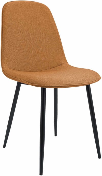 CLP Maryam Eetkamerstoel - klassiek - met rugleuning - zwart metalen frame - belastbaar tot 150 kg - Stof/oranje