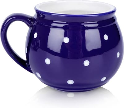 Mok Keramiek Blauw met Stippen 200 ml - Koffiemok - Theebeker - Koffie - Beker
