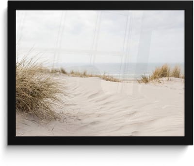 Poster in lijst - Fotolijst 40x30 cm - Posters - Wolken - Duinlandschap - Zand - Posterlijst zwart - Decoratie - Wanddecoratie woonkamer - Muurdecoratie slaapkamer