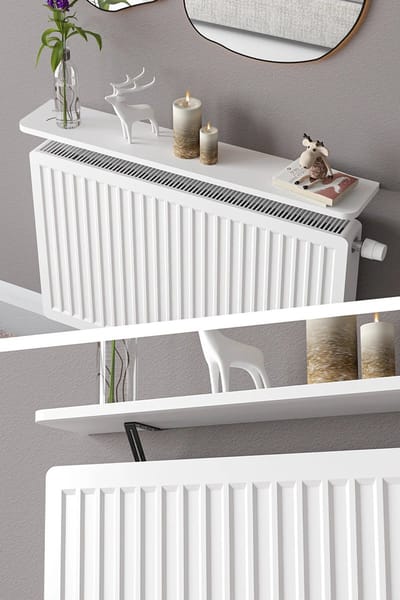 STAR&STER Ongemonteerde vliegende plank op het radiatordressoir, radiatorradiatorplank, boekenplank, 80 x 18 cm, wit ovaal gesneden