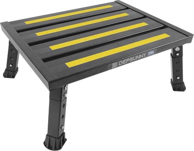 Verstelbare hoogte aluminium opstapje voor RV, stabiele opvouwbare platform kruk, ondersteunt tot 0,5 kg, antislip rubberen voeten, gemakkelijk mee te nemen