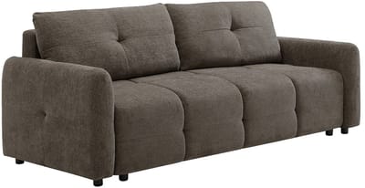 Vente-unique Driezitsslaapbank in getextureerde taupe stof ZAREMI