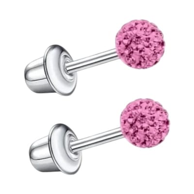 Aramat Jewels | Oorbellen | Stalen kinderoorbellen - 3,5mm roze kristal met schroefsluiting | | | |3mm | Staal | Kinderen, Volwassenen | Verkleurd niet