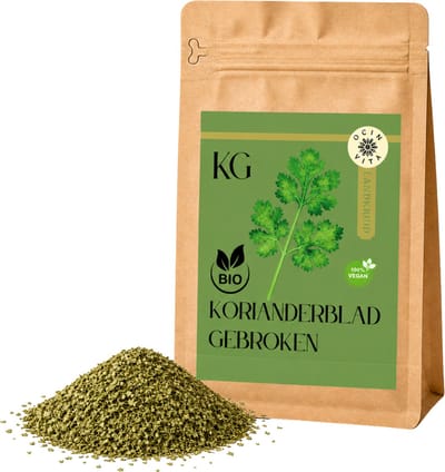Koriander Biologisch 50 g – 100% Puur Gedroogd Koriander – Gebroken Korianderblaadjes voor Aziatische, Indiase & Mexicaanse Gerechten– Intens Aroma – 100% Natuurlijk – Ocin Vita