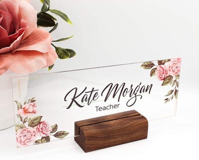 Naamplaat Bureau - Naambordje Hout - Kantoor Decoratie - Gepersonaliseerd Ontwerp - 7.5 x 20 cm