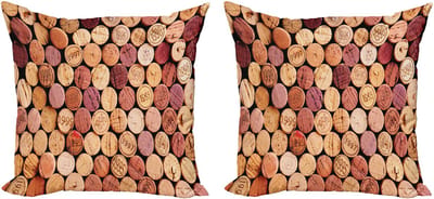 ABAKUHAUS Wijn Kussenhoes Set – 2x40x40 cm – Dubbelzijdig Print – Mosterd/Mauve