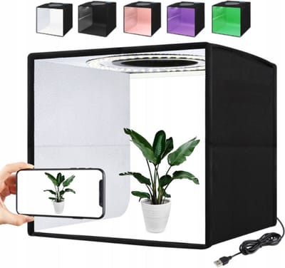 ZoeZo Foto Studio Box Set 25 x 25 cm - Productfotografie - Opvouwbare Fotostudio met LED Verlichting - Dimbaar - 12 Achtergronden