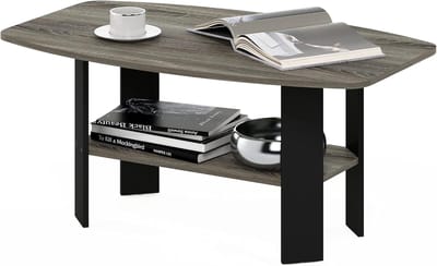 Elegante Salontafel en Bijzettafel voor Kleine Ruimtes in Frans Eiken met Zwart