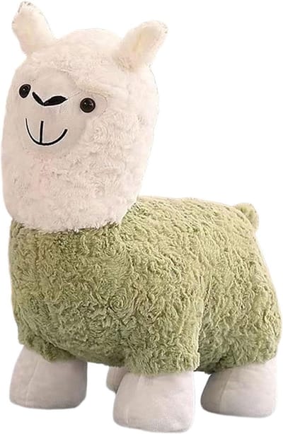 Pluche Voetenbank - Poef Zitje - Ontspanning Thuis - Dierenvorm Alpaca - 21 x 39 x 46 cm