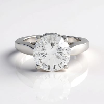 Cavill - Zilveren ring 925 Sterling Zilver Platina-plated met Braziliaanse Witte Kwarts 3,029 ct fancy rond slijpsel elegant tijdloos