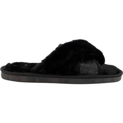 Dune London Dames Diamante Nepbont Binnenpantoffels (Zwart)