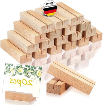 Houten kaarthouders - Tafelkaarthouders - Feestdecoratie - Handgemaakt grenenhout - 20 stuks - Natuurlijk hout