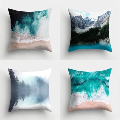Kussenhoezen Set van 4 - Sierkussens Linnen - Woonkamer Decoratie - Verborgen Rits - 75x75cm - Turquoise