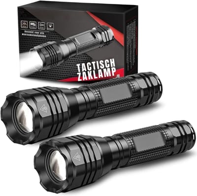 REN® Zaklamp - Zaklamp Led Oplaadbaar - Zaklamp op Batterijen - Zaklamp Noodpakket - Zwart - 14cm x 4cm x 4cm