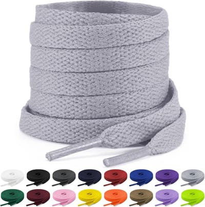 2 paar platte veters, 8 mm brede veters, platte veters, vervangende schoenveters voor sportschoenen, hardlopen, volwassenen, kinderen, polyester