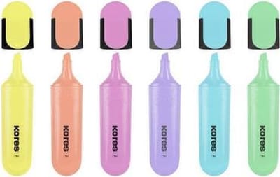 Kores markeerstift "BRIGHT LINER" pastel, doos van 6