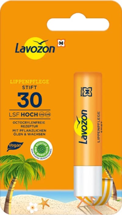 Lavozon Lippenbalsem - Zonbescherming LSF30 | 4,8 g - Vegan - SPF 30 Hoog | Voor Beschermde en Zachte Lippen