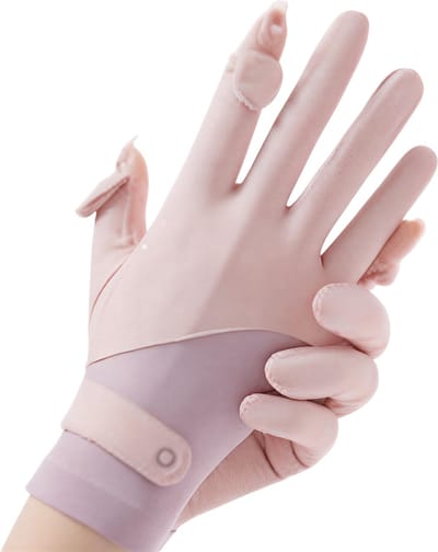 Dames Zonbescherming Handschoenen – Dunne, Ademend IJszijde Zomerhandschoenen met UV-bescherming, Kleurige Elegante Fietshandschoenen voor Outdoor & Sport -ROZE