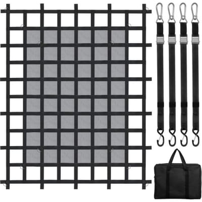 VEVOR Cargo Net, 183 x 145 cm, vrachtwagenlaadnet, 4 verstelbare banden met karabijnhaken en S-haken, slijtvast en weerbestendig transportnet, bagagenet geschikt voor pick-uptrucks, vrachtwagens, jeeps, SUV's en boten