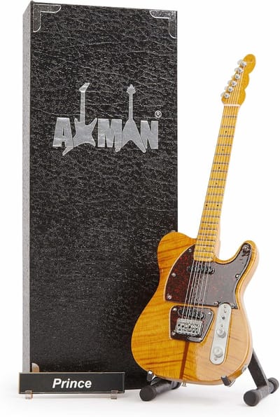 Miniatuur Gitaar - Muziek Ornament - Display Decoratie - Handgemaakt Detail - 25x11x4 cm - Hout