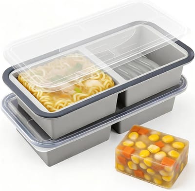Vriescontainers voor soepen en sauzen, 2 stuks siliconen ijsblokjesvormen met deksel, ideaal voor invriezen, bouillon en porties (500 ml)