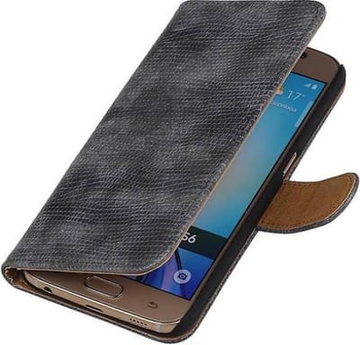 Hagedis Bookstyle Wallet Case Hoesje Geschikt voor Samsung Galaxy S4 i9500 Grijs