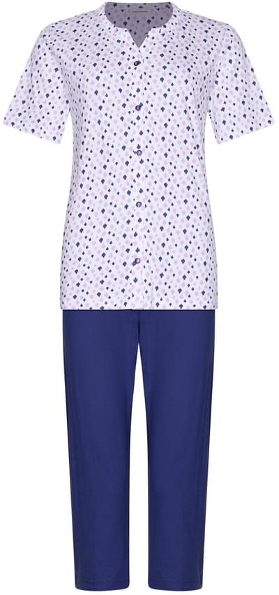 Pastunette - Pyjama - Purple Haze - Organisch Katoen - Wit/Paars - Doorknoop - Maat 36