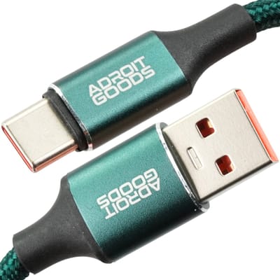 AdroitGoods USB-A naar USB-C Snellaadkabel/datakebel 66W – 6A Fast Charge - Groene Gevlochten Nylon Kabel - Veilig en Betrouwbaar Opladen - 0,5m