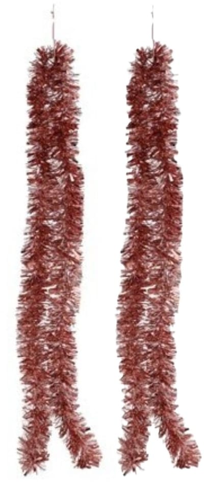 Gerimport Kerstslinger - 2x - rose goud - folie lametta - 180 x 7 cm - kerstboom versiering
