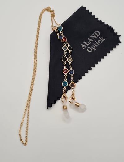 brillenketting met microvezeldoekje / Kralen of armband / brillenkoord dames / brillenkoord dames / brilkoordje kraaltjes goud met stenen / briltouwtje / ketting voor zonnerbril / cordon de lunettes / Aland optiek 02