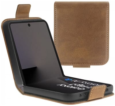 Rosso Element Geschikt voor Samsung Galaxy Z Flip 7 | Wallet Book Case | Portemonnee Hoesje | 3 Pasjes | Magneetsluiting | Stand Functie | Bruin