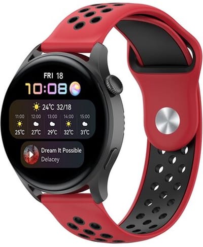 By Qubix - Geschikt voor Garmin bandje - Geschikt voor Garmin Vivoactive 4 / 4L - Sport Edition Siliconen band - Rood + zwart - Smartwatch bandje 22mm
