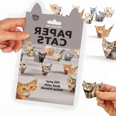 Origami Katten Set met 50 Vellen, Milieuvriendelijk Papier voor Eenvoudig Vouwen, Creatieve Decoratie en Cadeau voor Beginners en Experts