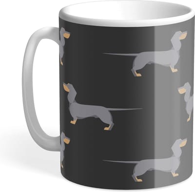 Hound & Herringbone - Blauwe Teckel Designer Mok - Blue and Tan Dachshund Designer Mug