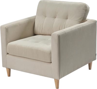 Marino fauteuil fluweel zandkleurig.