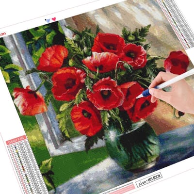 5D diamant schilderij volledige vierkante bloem hobby en ambachten diamant mozaïek borduurwerk 30x30CM red