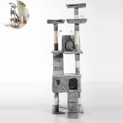 Kattenboom - Katten klimmuur - Complete set - Krabpaal - Huisje - Ladders - Plateaus - Katten klim wand - Krabpaal muur - Klimmuur kat - Krabpaal voor grote katten - klimwand