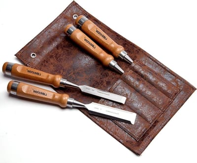 4-stuks houtbewerkingsbeitelset professionele timmermansbeitels houtbewerking met houten handvat