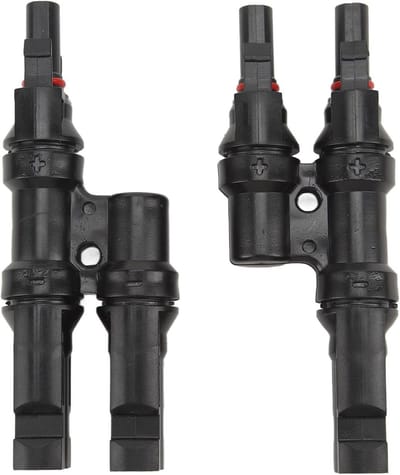 Zonne-takconnector - T-stekker zonnepanelen - Zonnepanelen verbinden - Waterdicht IP67 - Type 1 naar 2 - Zwart