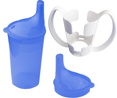 Sundo Drinkbekerset met houder voor thee en pap - Lang mondstuk - Blauw