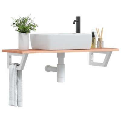 vidaXL - Badkamer - wandschap - staal - en - massief - eikenhout