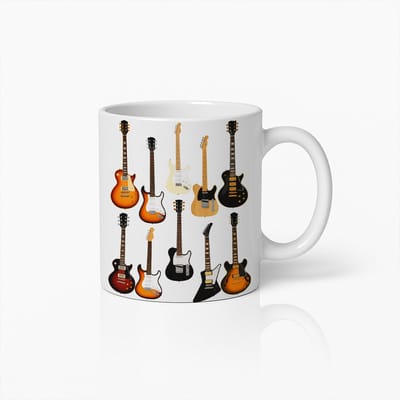 Koffiemok met Elektrische Gitaar Collectie – Perfect Cadeau voor Muziek- en Gitaarliefhebbers