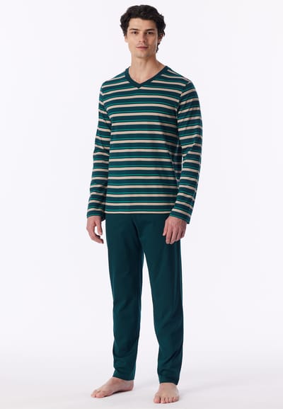 Lange pyjama met streepjes, diepzeegroen - Casual Nightwear 48