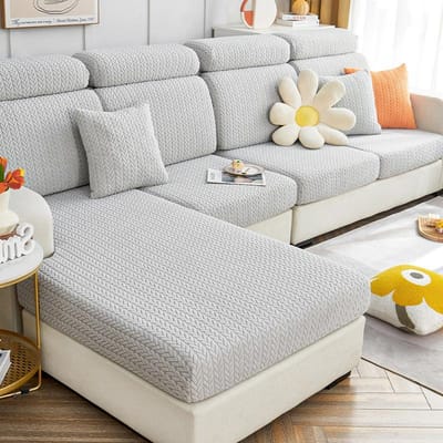 Elastisch Vier Seizoenen Modern Eenvoudig Bankovertrek Overtrek Polo All-Inclusive Universeel Hoofdsteun Rugleuning Crème Anti-Kras Bankovertrek 50-65*50-65*5-20