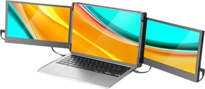 Professionele Portable Monitor – Laptop – Scherm Uitbreider – Tri Screen – Met Beschermhoes en Kabels – Draagbaar Scherm – 3 Schermen Tegelijk – HD