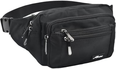 Dailygoods - Grote heuptas voor heren, met regenbescherming, uniseks, nylon, met 5 afzonderlijke vakken, verstelbare riem, heuptas voor reizen, wandelen, outdoor, zwart, zwart, Eén maat, Classic