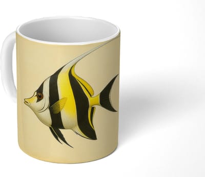 Mok - Koffiemok - Vis - Sierlijk - Rugvin - Geel - Mokken - 350 ML - Beker - Koffiemokken - Theemok
