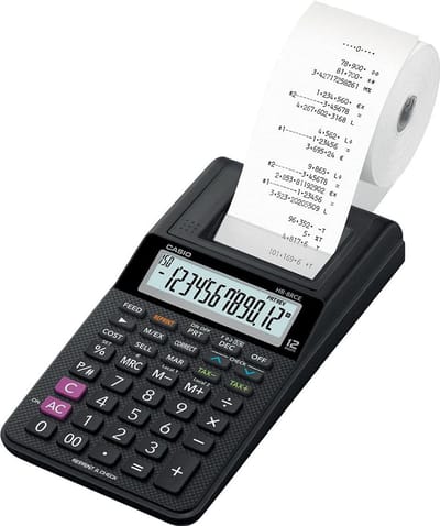 Rekenhulp Printer - Kassabon Printer - Kantoor Werk - 12 Cijfers Display - 24 x 15 cm - Wit